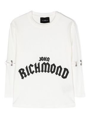 John Richmond Junior logo-print ring-embellished cotton T-shirt - White