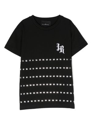 John Richmond Junior logo-print stud-embellished T-shirt - Black