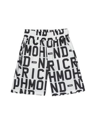 John Richmond Junior logo-print swim shorts - White