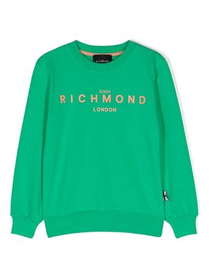 John Richmond Junior logo-stamp cotton sweatshirt - Green