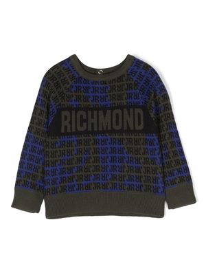 John Richmond Junior monogram-pattern knitted sweatshirt - Green