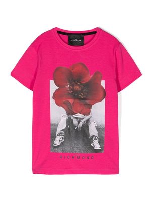 John Richmond Junior photograph-print cotton T-shirt - Pink