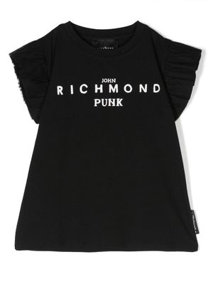 John Richmond Junior Punk logo-print stretch-cotton T-shirt - Black