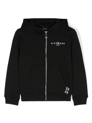 John Richmond Junior raised-logo zipped hoodie - Black