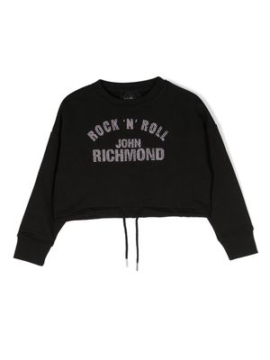 John Richmond Junior rhinestone-embellished cotton top - Black