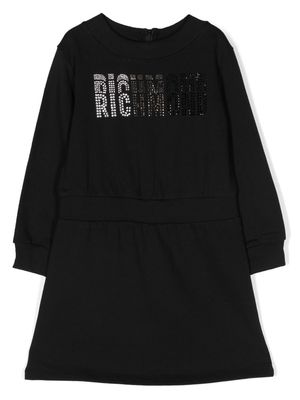 John Richmond Junior rhinestone-logo sweatshirt dress - Black