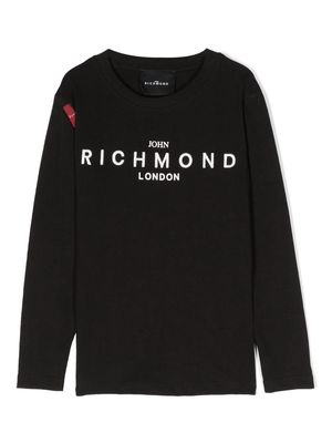 John Richmond Junior Rikigi embroidered-logo T-Shirt - Black