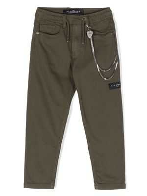 John Richmond Junior Rolling chain-link tapered trousers - Green