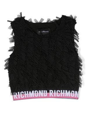 John Richmond Junior ruffled logo-hem vest top - Black