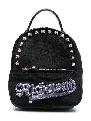 John Richmond Junior sequin-logo studded backpack - Black