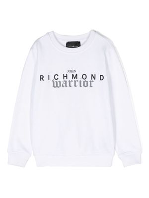John Richmond Junior slogan-print cotton sweatshirt - White