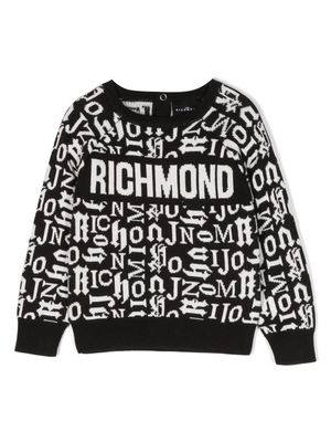John Richmond Junior two-tone intarsia-knit jumper - Black