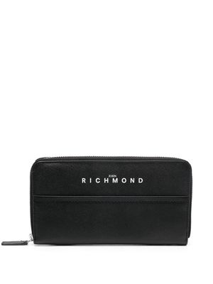 John Richmond leather logo-print wallet - Black