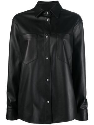 John Richmond leather long-sleeve shirt - Black