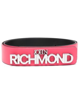 John Richmond logo-buckle leather belt - Pink