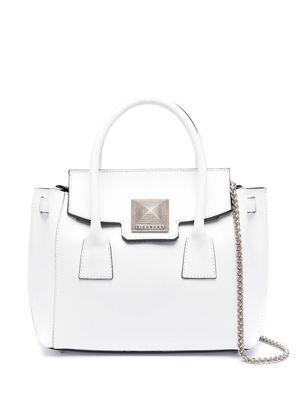 John Richmond logo-plaque leather tote bag - White