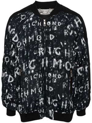 John Richmond logo-print bomber jacket - Black