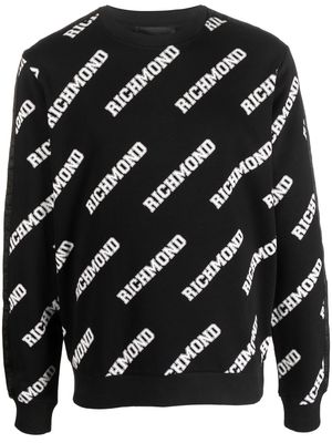 John Richmond logo-print cotton sweatshirt - Black
