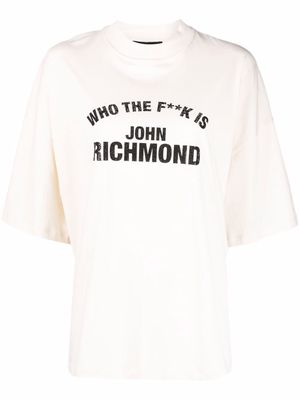 John Richmond logo-print cotton T-shirt - Neutrals