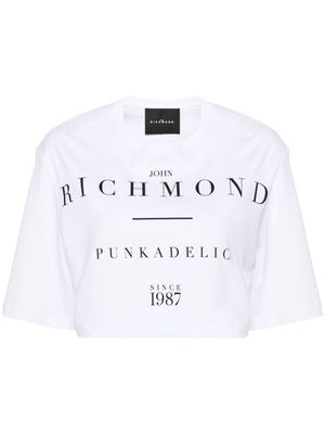 John Richmond logo-print cropped T-shirt - White