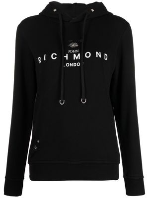 John Richmond logo-print detail hoodie - Black