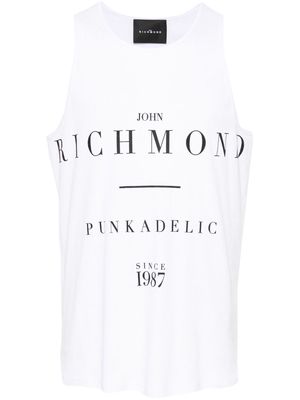 John Richmond logo-print ribbed top - White