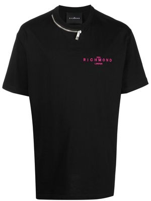 John Richmond logo-print zip-detail T-shirt - Black