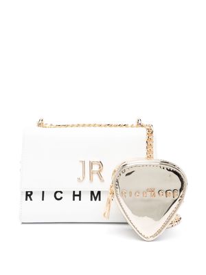 John Richmond monogram-plaque faux-leather shoulder bag - White