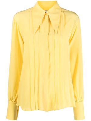 John Richmond oversized pointed-collar long-sleeve shirt - Yellow