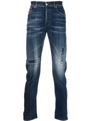 John Richmond patchwork faded straight-leg jeans - Blue