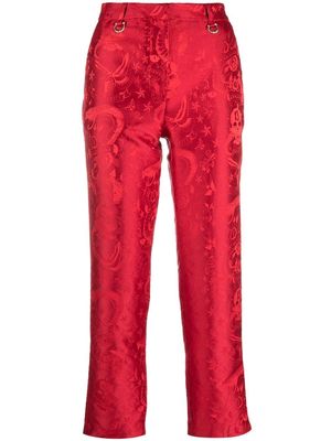 John Richmond pattern-jacquard cropped trousers - Red