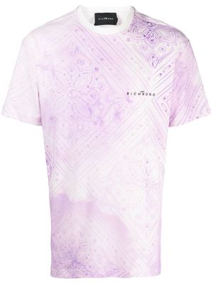 John Richmond patterned logo-print T-shirt - Purple