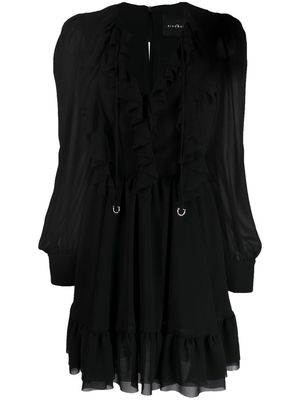 John Richmond ruffle-collar long-sleeve dress - Black