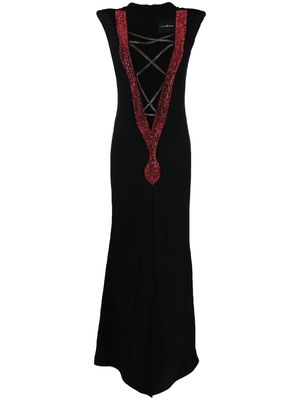 John Richmond sleeveless lace-front maxi dress - Black