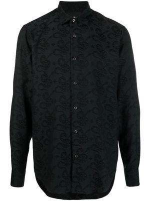 John Richmond snake-print long-sleeve shirt - Black