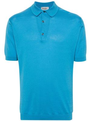John Smedley Adrian knitted cotton polo shirt - Blue