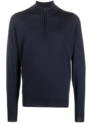 John Smedley Barrow zip pullover jumper - Blue