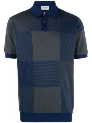 John Smedley check-pattern cotton polo shirt - Blue
