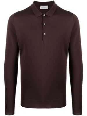 John Smedley fine-knit buttoned polo shirt - Red