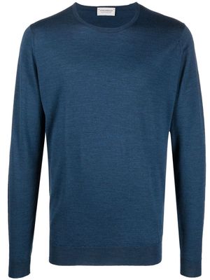 John Smedley fine-knit ribbed-trim jumper - Blue