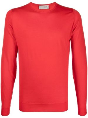 John Smedley fine-knit ribbed-trim jumper - Red