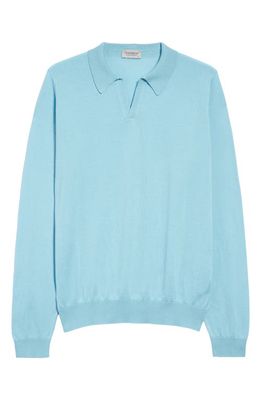John Smedley Puck Cotton Polo Sweater in Blue Spring