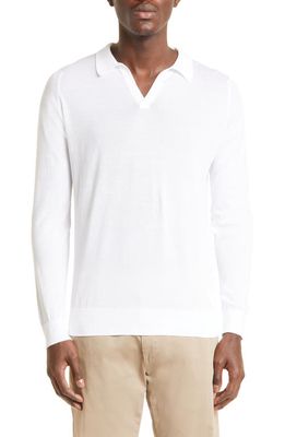 John Smedley Puck Cotton Polo Sweater in White
