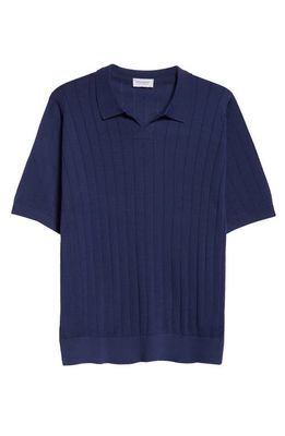 John Smedley Roper Skipper Cotton Polo Sweater in French Navy