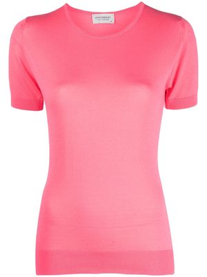 John Smedley short-sleeve knitted cotton top - Pink