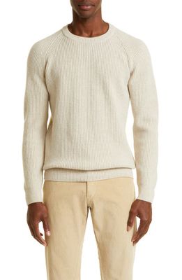John Smedley Upson Crewneck Recycled Cashmere & Wool Sweater in Pampas