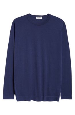 John Smedley Weatherby Cotton Sweater in French Navy
