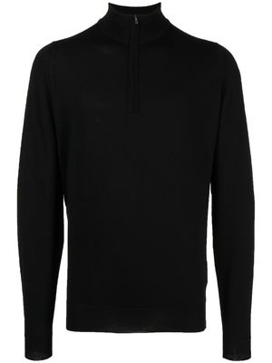 John Smedley zip-up wool sweatshirt - Black