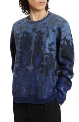 John Varvatos Alvaraes Abstract Cashmere Crewneck Sweater in Cobalt