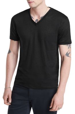 John Varvatos Astor Regular Fit Slub V-Neck T-Shirt in Black